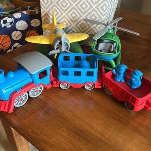 Green Toys (train, seaplane, helicopter)